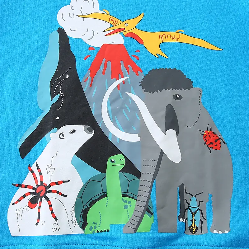Blue Printed Kids Sweatshirt Autumn Cotton Boys Top