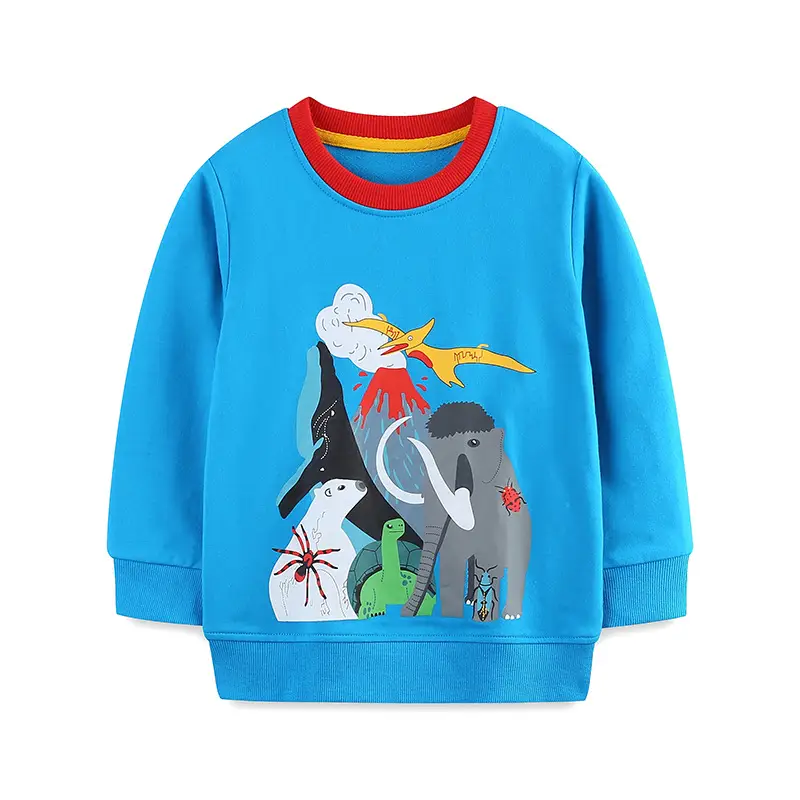Blue Printed Kids Sweatshirt Autumn Cotton Boys Top
