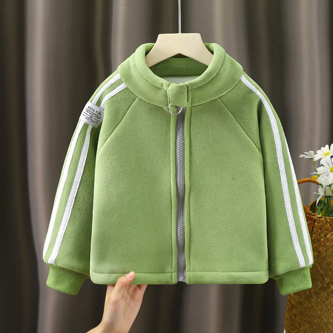Children Velvet Zipper Jacket High Neck Warm Winter Wear