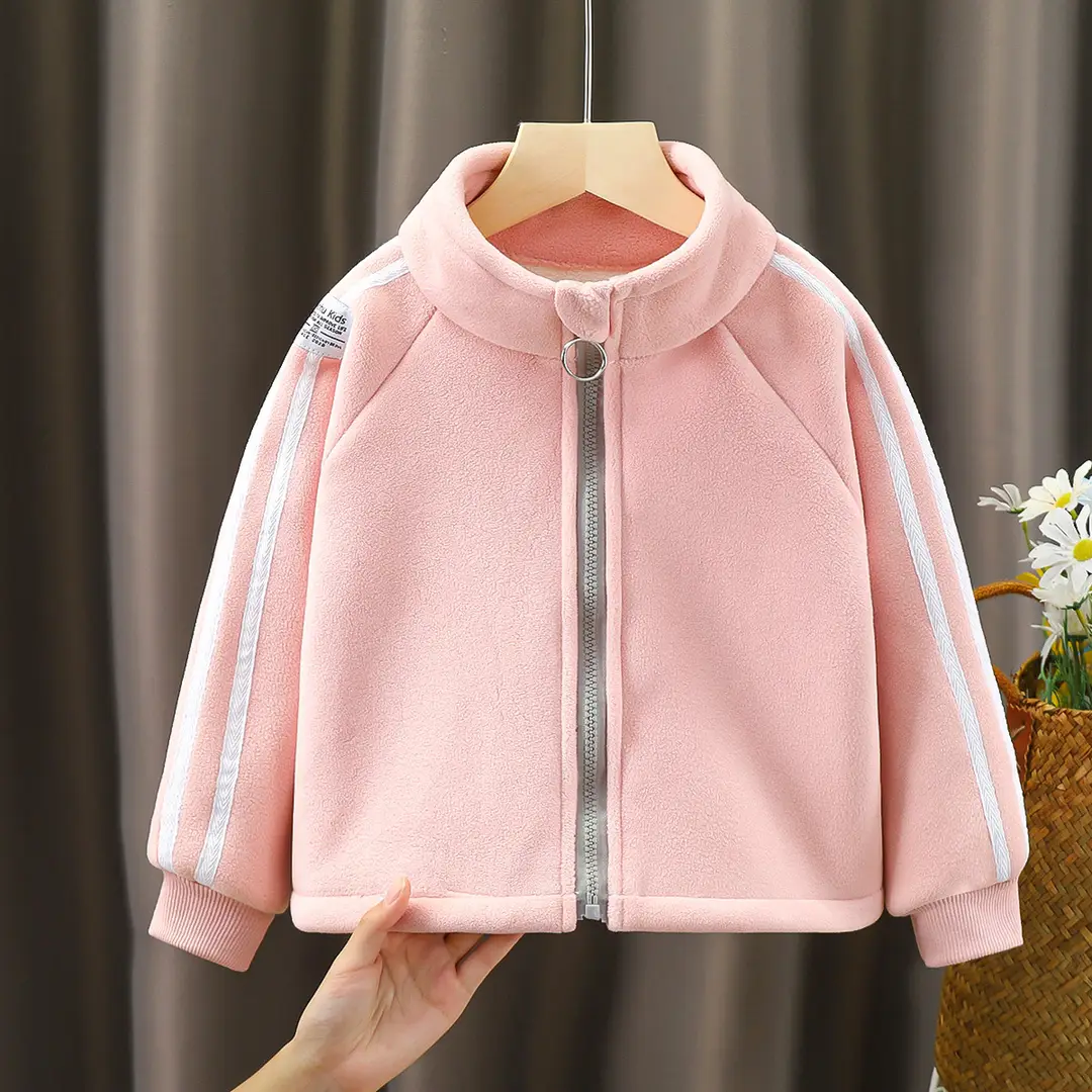Children Velvet Zipper Jacket High Neck Warm Winter Wear