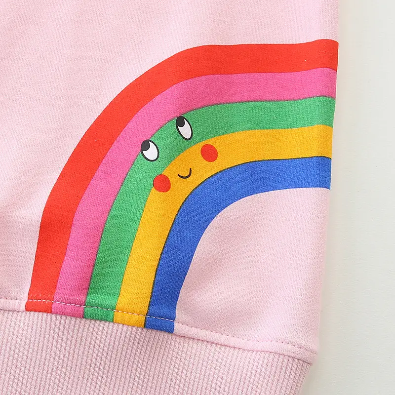 Girls Cotton Rainbow Printed Sweater Autumn