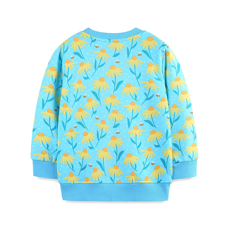 Girls Cotton Flower Printed Long Sleeve Sweater Autumn