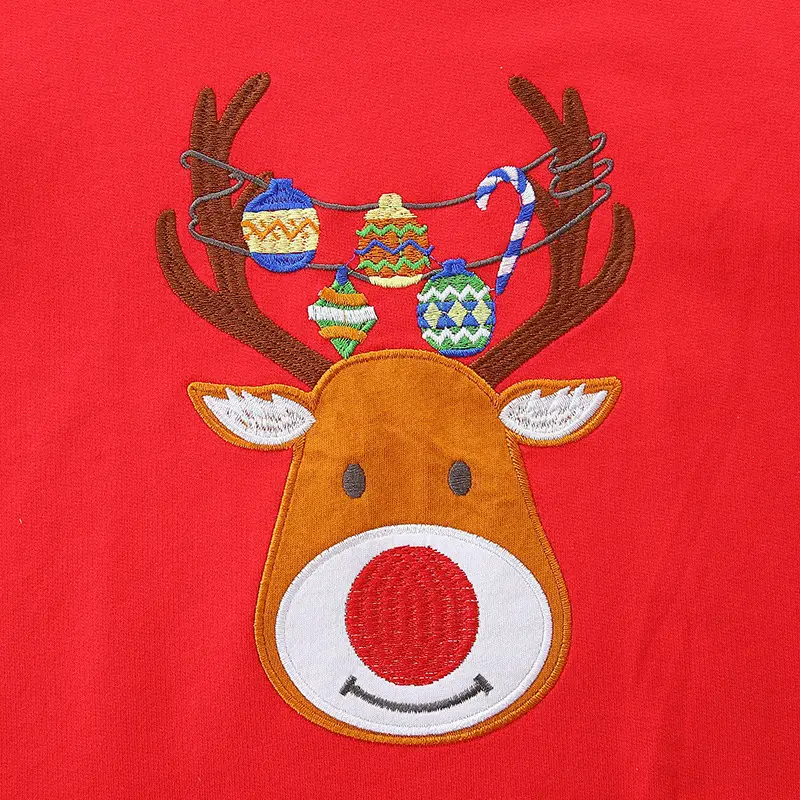 Kids Christmas Reindeer Sweater Red Cotton Long Sleeve