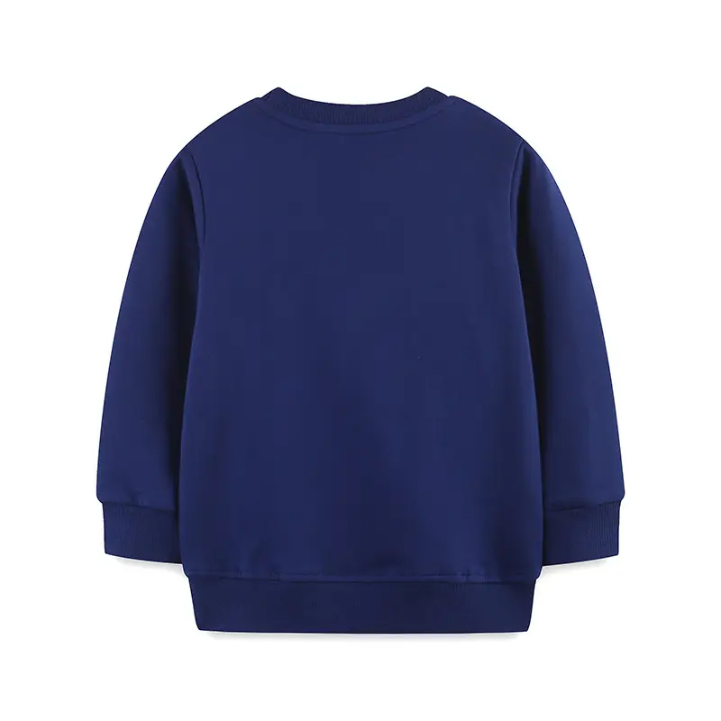 Kids Christmas Embroidered Sweatshirt Blue Long Sleeve