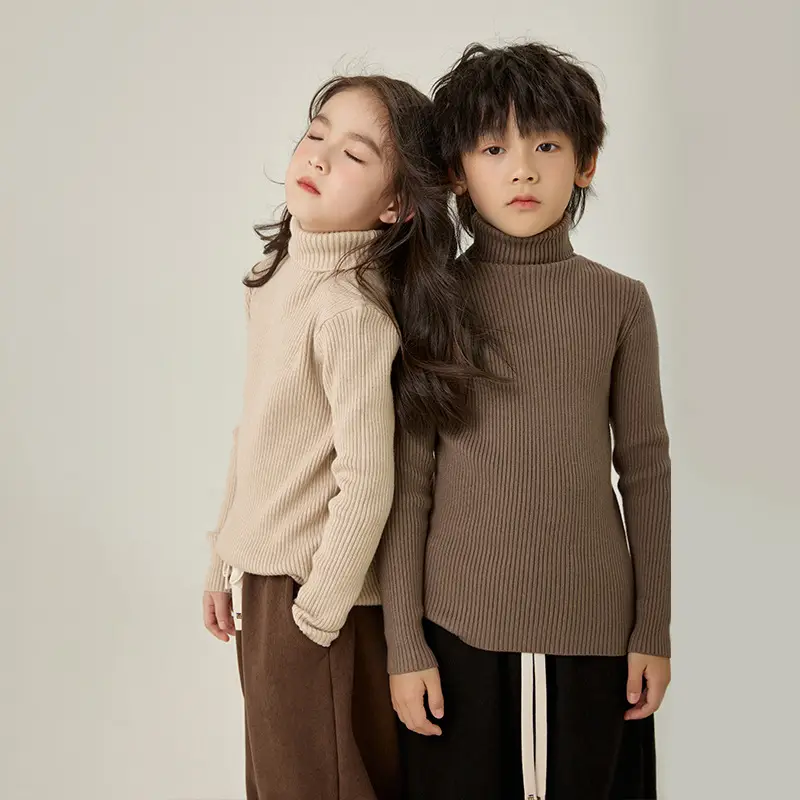 Kids Turtleneck Knitwear Boys Girls Winter Warm Tops