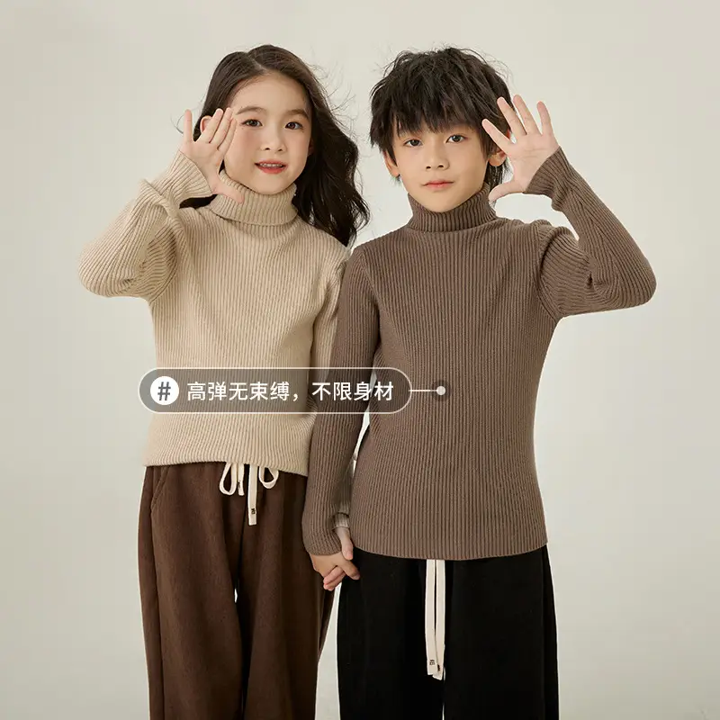 Kids Turtleneck Knitwear Boys Girls Winter Warm Tops