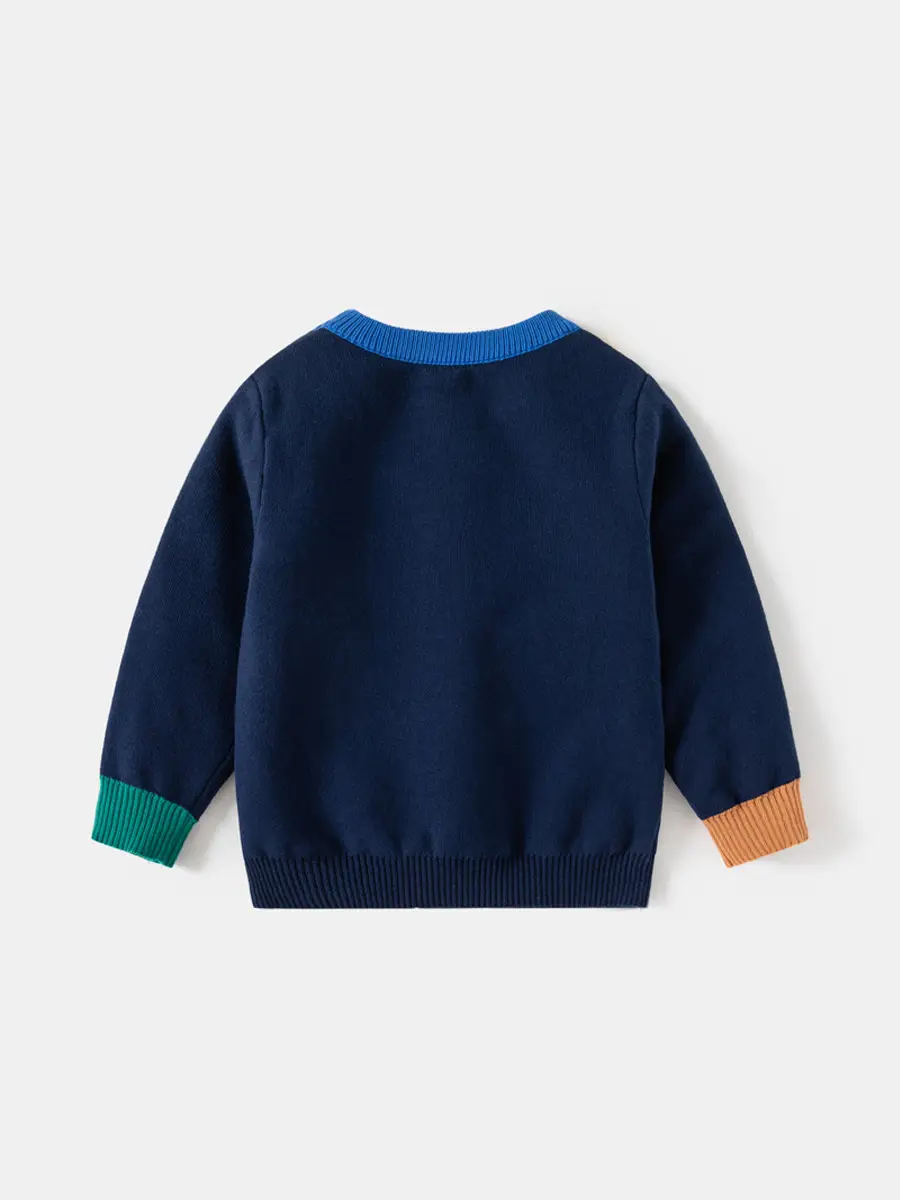 Boys Cotton Bear Sweater Navy Blue Winter Size 100