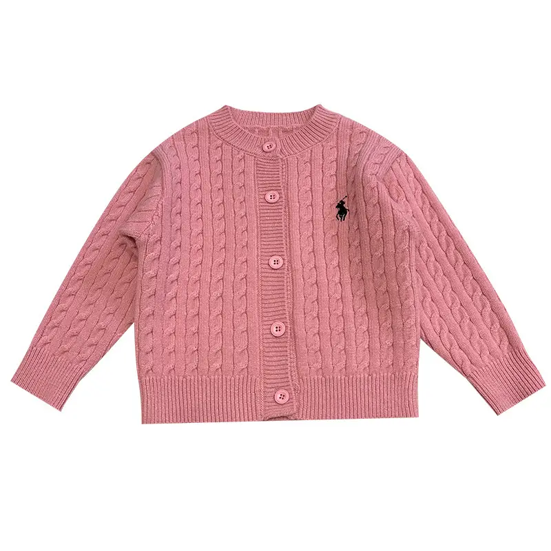 Kids Embroidered Knitted Cardigan Gray Winter Sweater