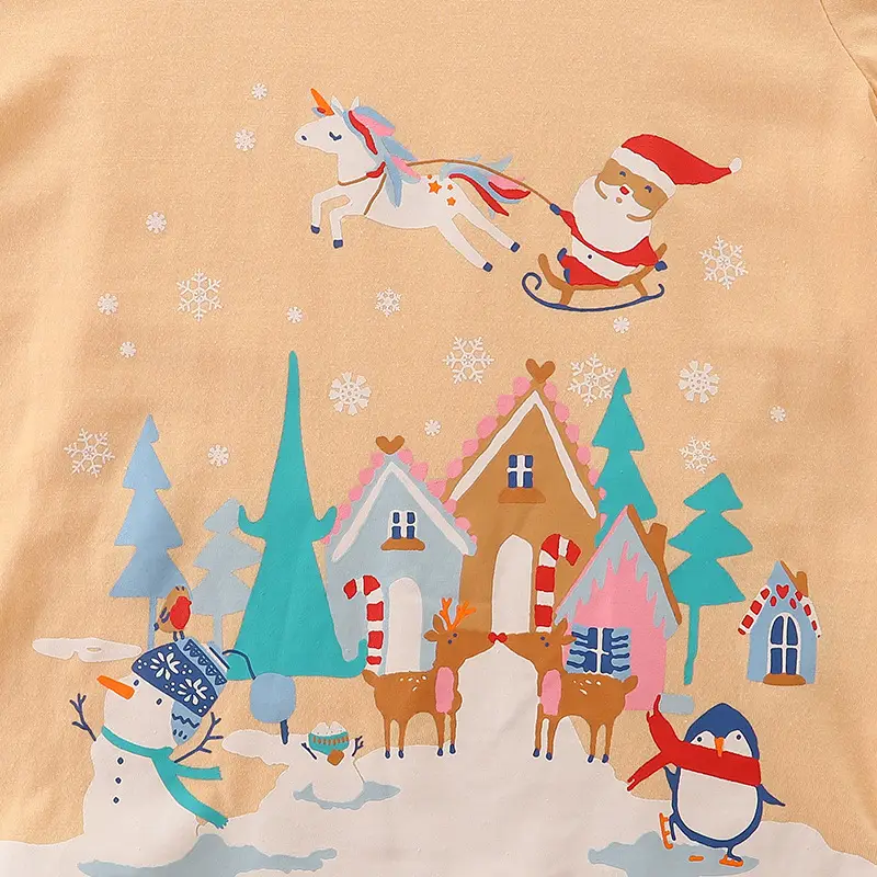 Kids Cotton Long Sleeve T-Shirt Christmas Style