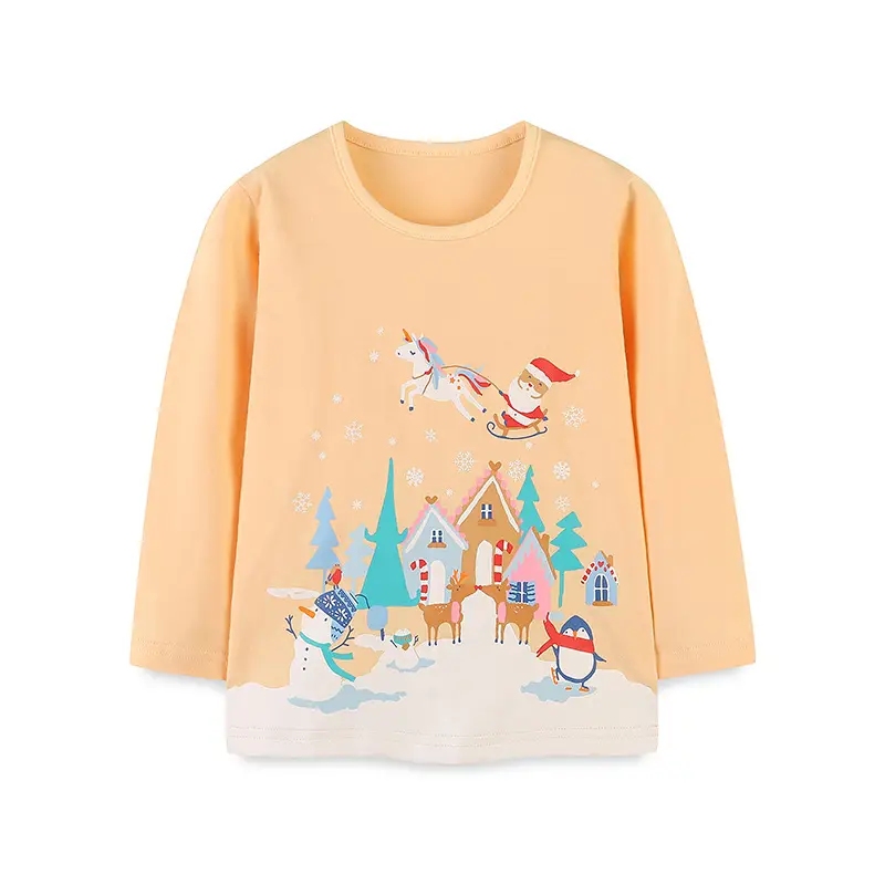 Kids Cotton Long Sleeve T-Shirt Christmas Style