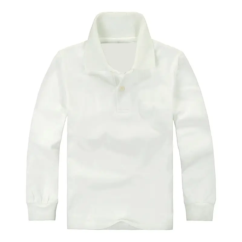 Kids Cotton Long Sleeve Polo Shirt Autumn School Uniform Red