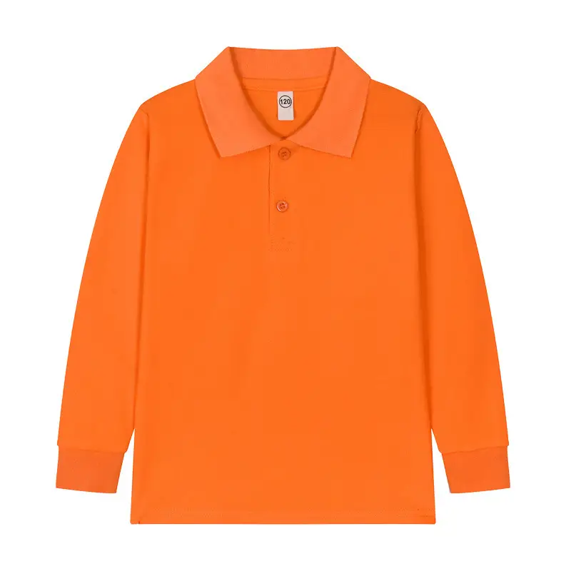 Kids Cotton Long Sleeve Polo Shirt Autumn School Uniform Red