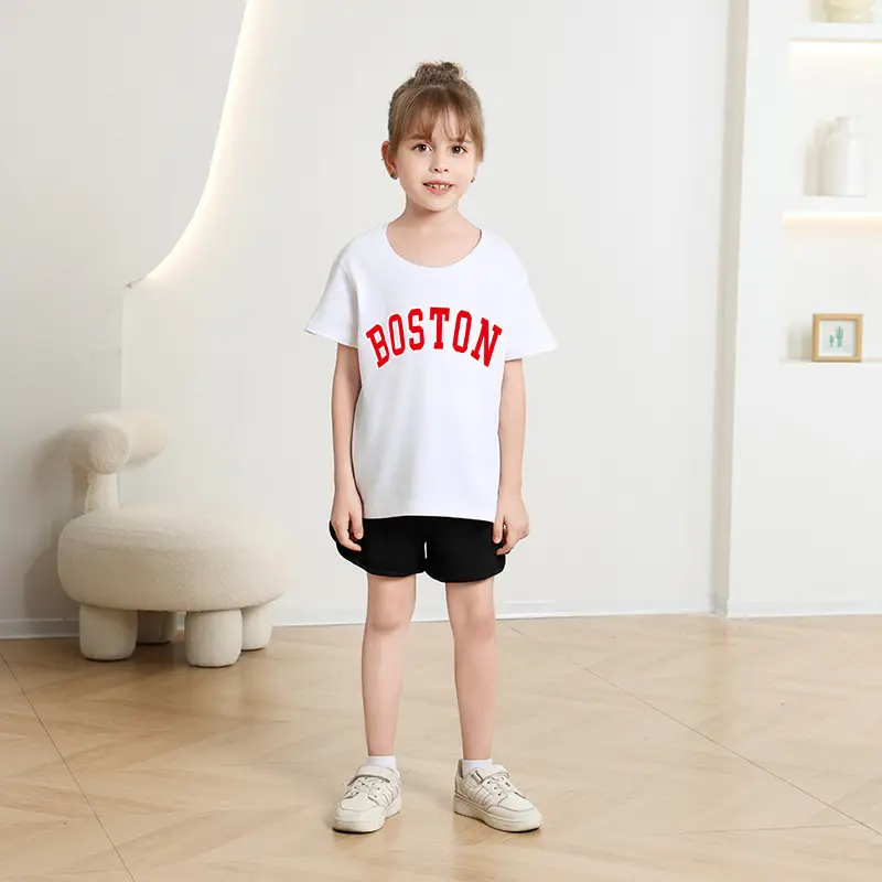 Kids Cotton Cartoon T-Shirt Summer White Short Sleeve