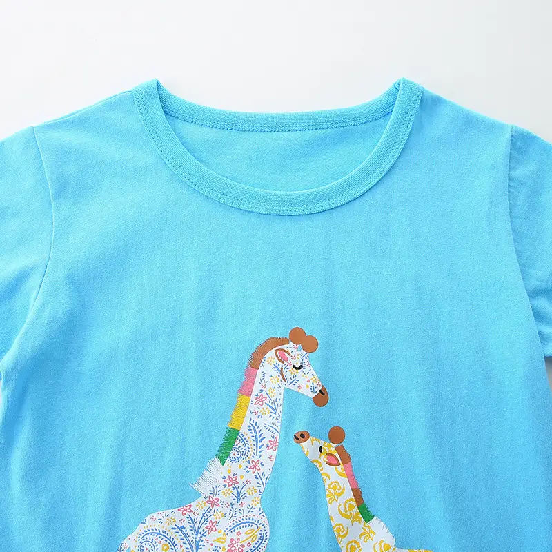 Cotton Giraffe Print T-Shirt Summer Trendy Kids
