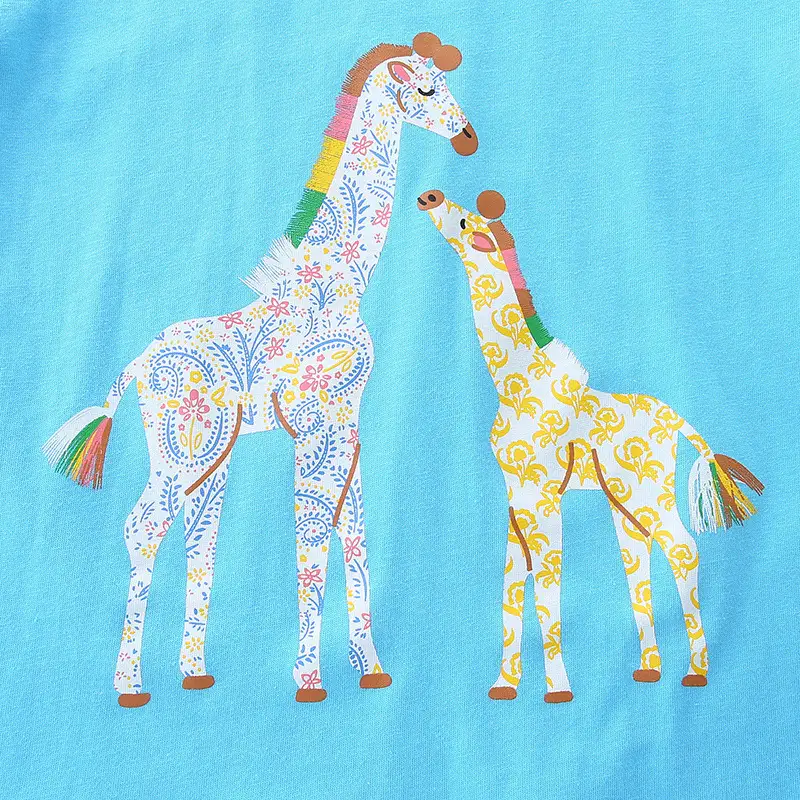 Cotton Giraffe Print T-Shirt Summer Trendy Kids