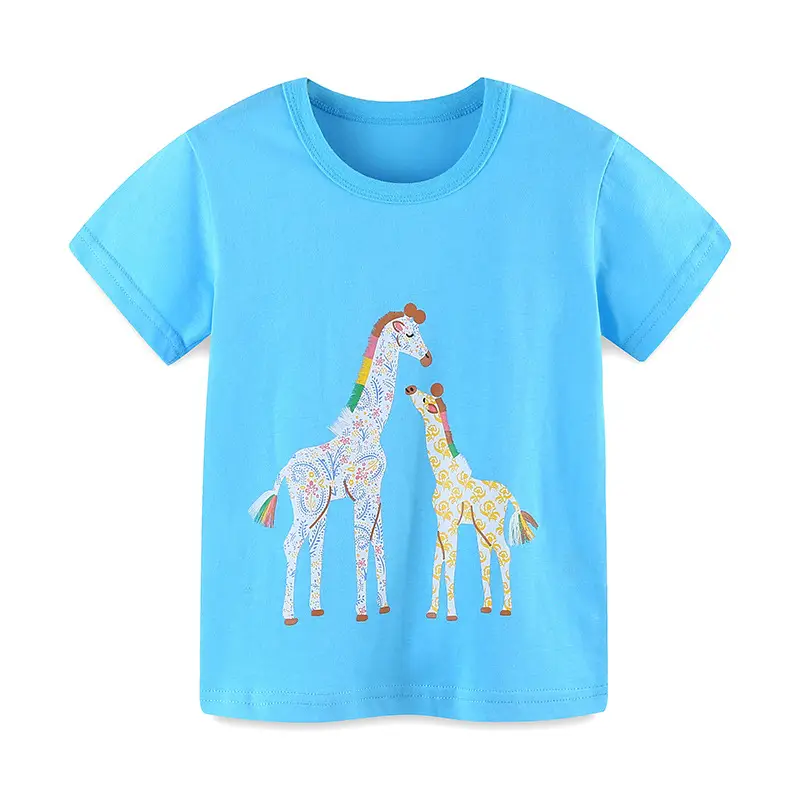 Cotton Giraffe Print T-Shirt Summer Trendy Kids