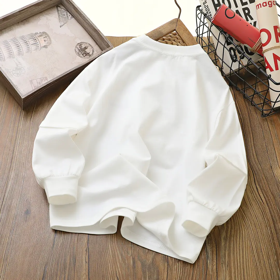 Boys Cotton Long Sleeve T-Shirt White 110cm Spring