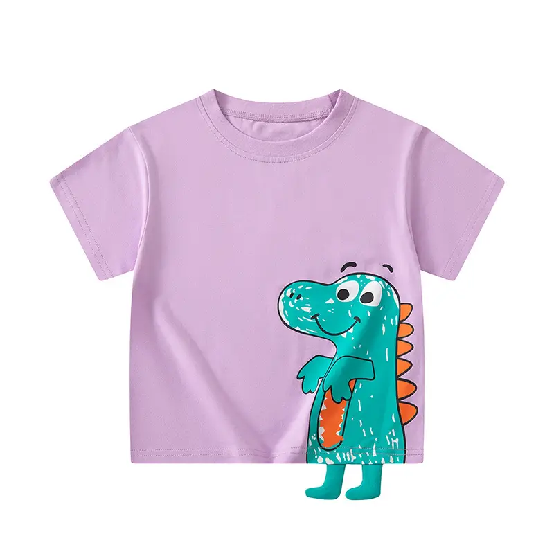 Boys Cotton Dinosaur T-Shirt Light Purple Summer