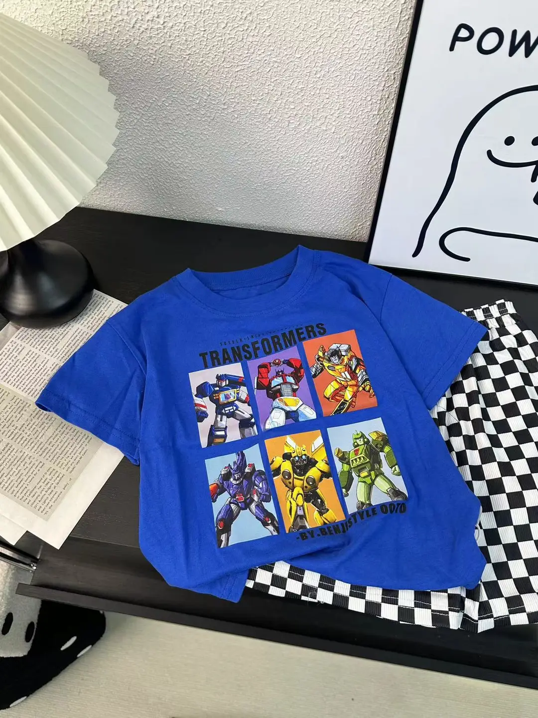 Kids Gundam Robot T-Shirt Summer Short Sleeve White 90cm