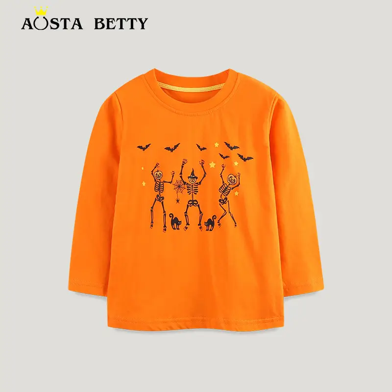 Kids Long Sleeve Halloween T-Shirt Autumn Stylish Cartoon Print