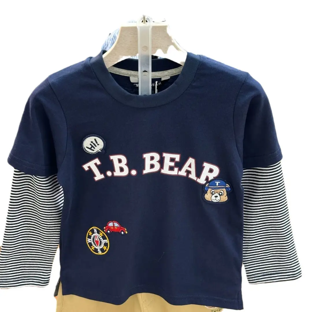 Boys Long Sleeve Knitted T-Shirt Navy Blue Autumn