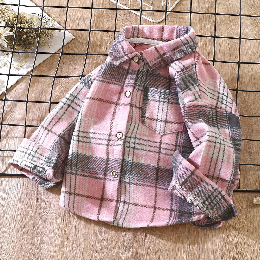 Autumn Plaid Kids Shirts Long Sleeve Retro Checkered
