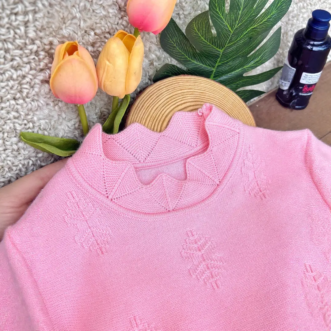 Children's Velvet Sweater White Pink Red Trendy