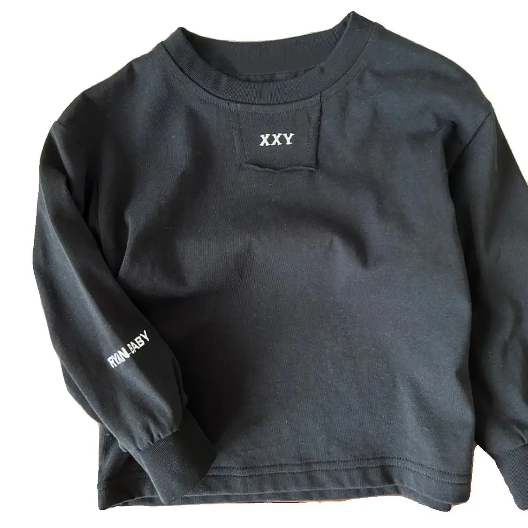 Children Long Sleeve T-Shirt Black White Loose Fit Autumn Spring