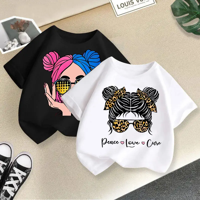 Girls Printed Cotton T-Shirt Summer Short Sleeve Kids Fashion