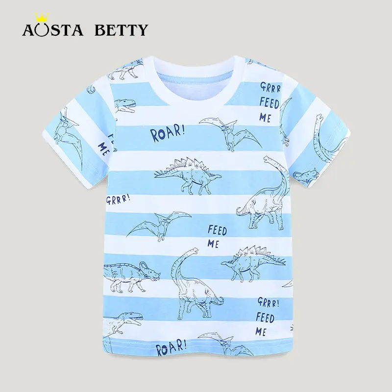 Kids Dinosaur Print T-Shirt Summer Short Sleeve