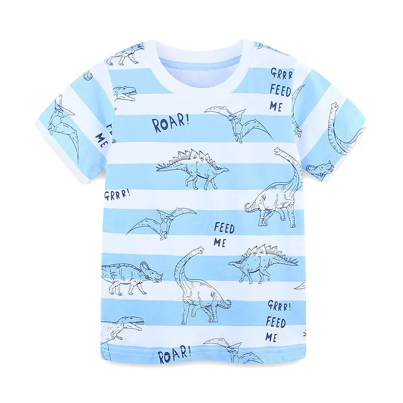 Kids Dinosaur Print T-Shirt Summer Short Sleeve
