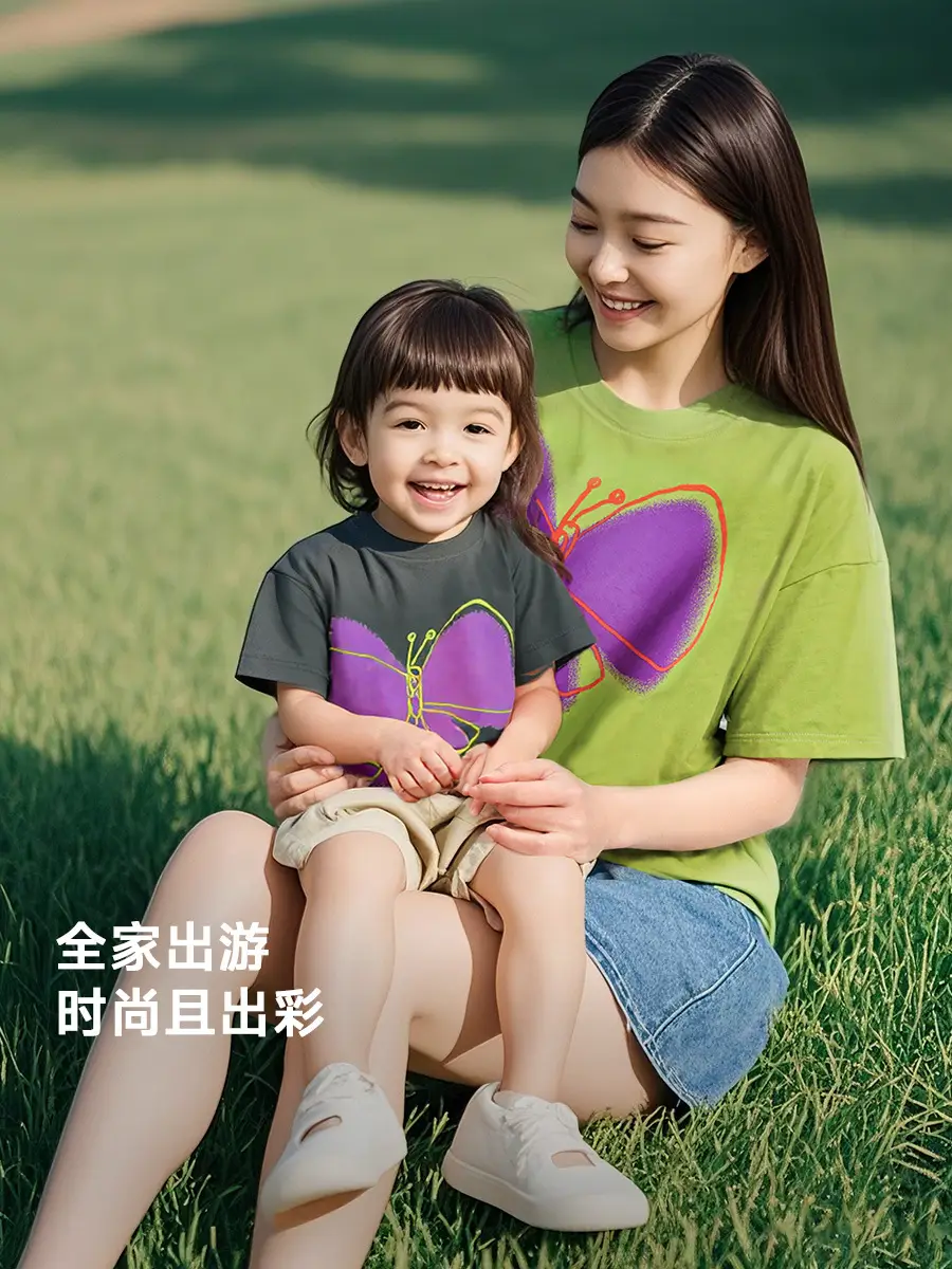 Children's Butterfly T-Shirt Dark Gray Short Sleeve Summer