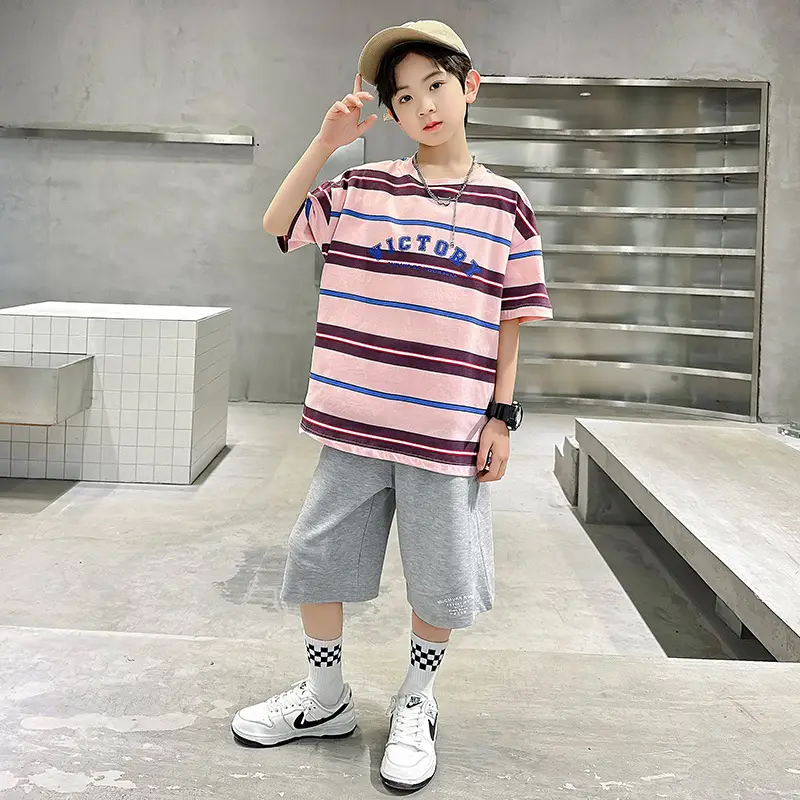 Children Loose Printed T-Shirt Summer Trendy Coffee Orange
