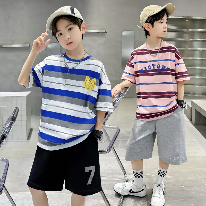 Children Loose Printed T-Shirt Summer Trendy Coffee Orange