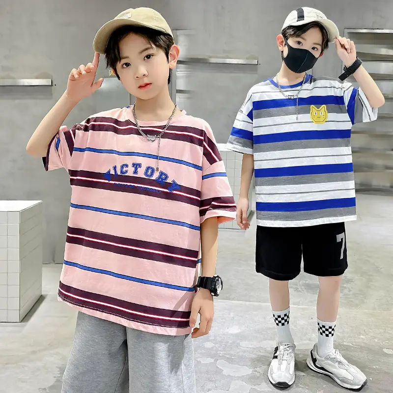 Children Loose Printed T-Shirt Summer Trendy Coffee Orange