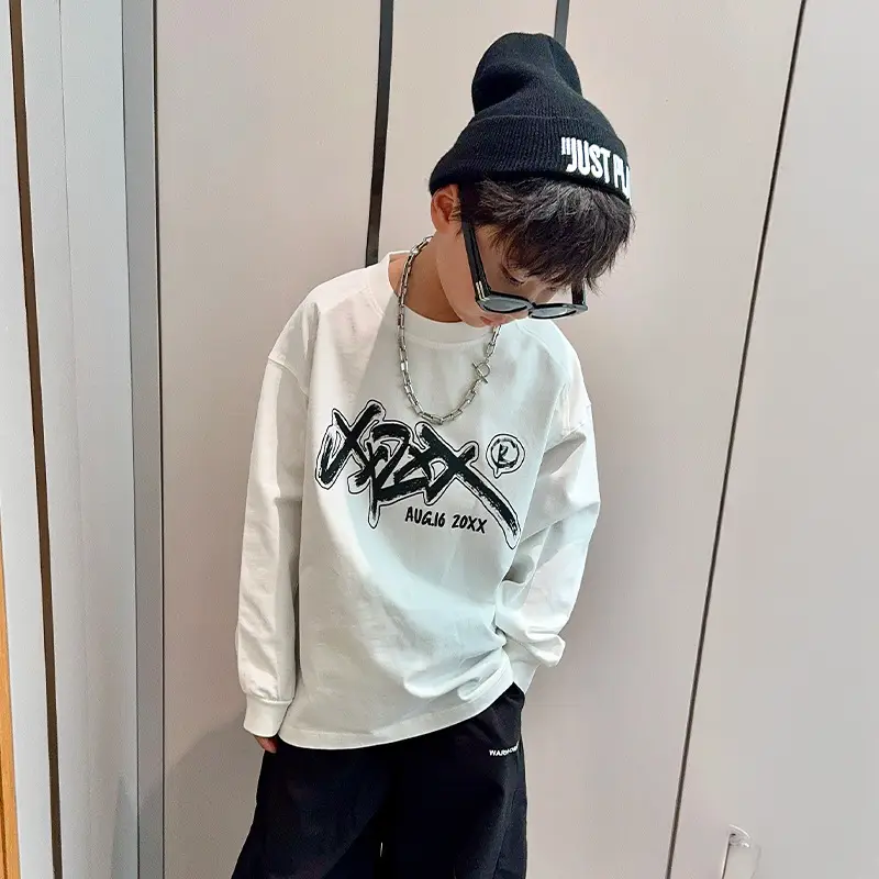 Boys Long Sleeve T-Shirt White Cotton Spring