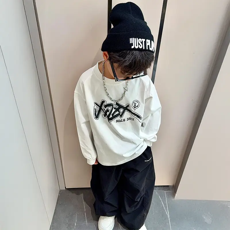 Boys Long Sleeve T-Shirt White Cotton Spring