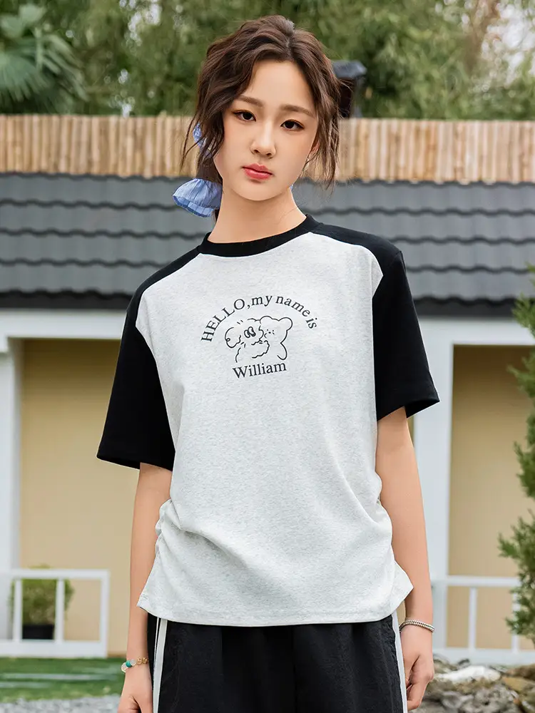 Girls Summer Cartoon T-Shirt Black Short Sleeve Breathable