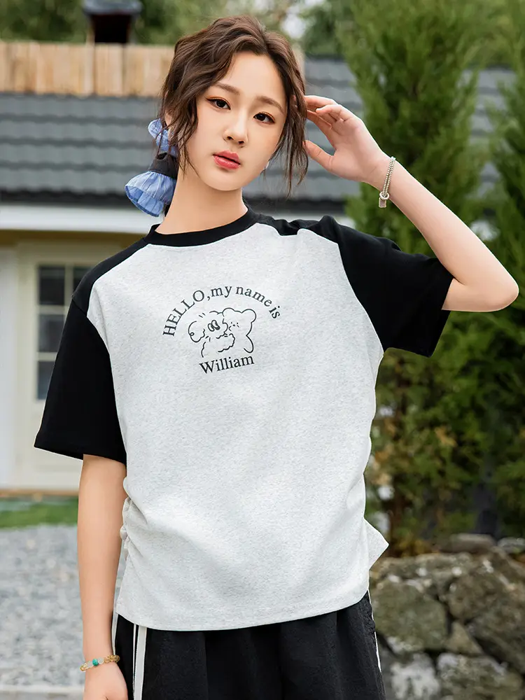 Girls Summer Cartoon T-Shirt Black Short Sleeve Breathable
