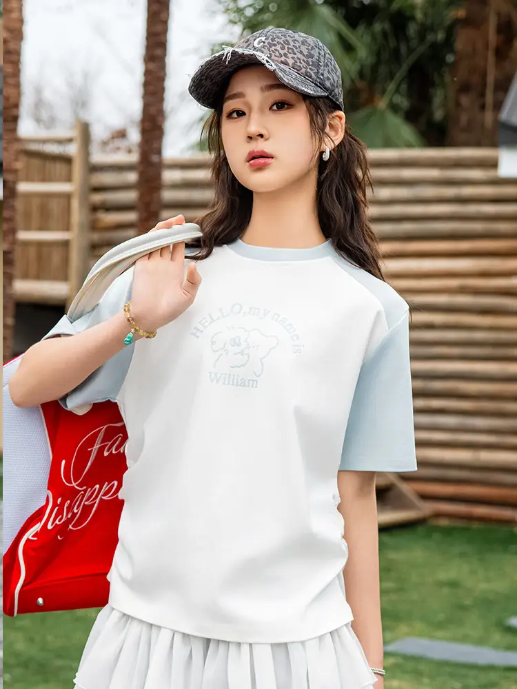 Girls Summer Cartoon T-Shirt Black Short Sleeve Breathable