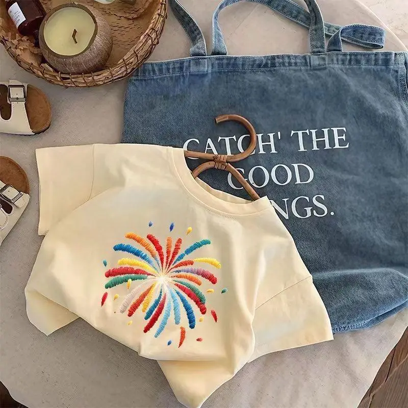 Children's Cotton Fireworks T-Shirt Summer Medium
