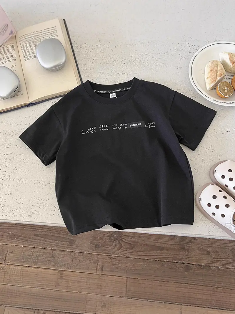 Boys Loose Graphic T-Shirt White Navy Summer Trendy