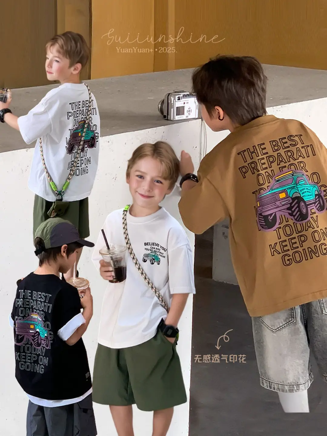 Boys Summer Graphic T-Shirts White Short Sleeve Medium Large