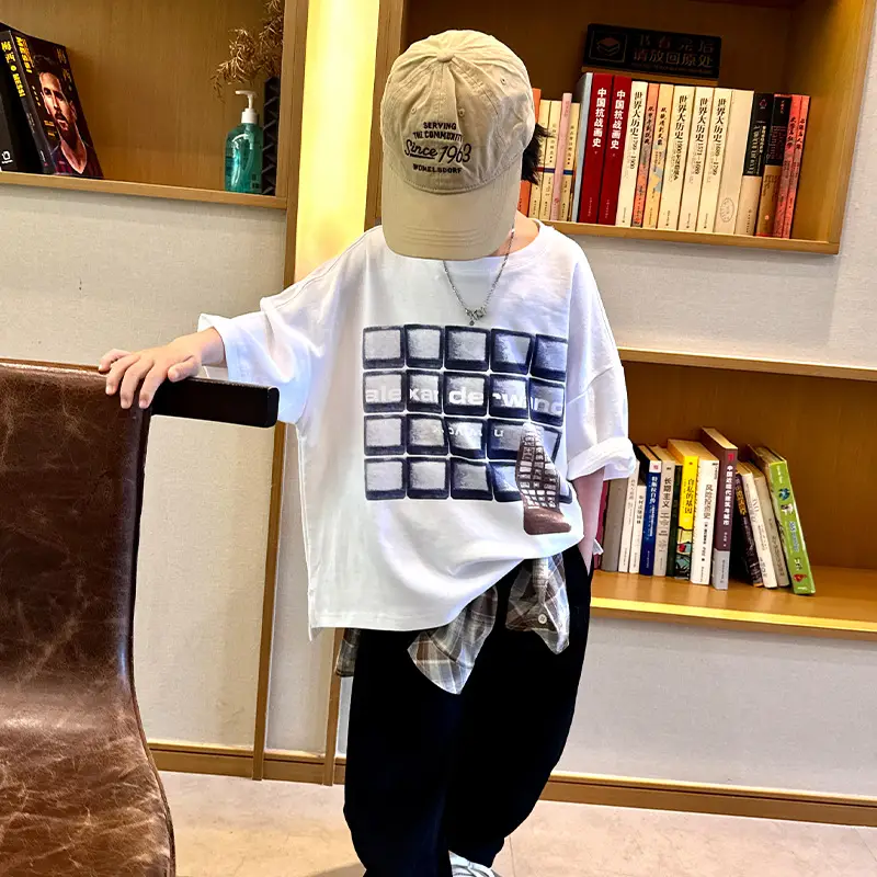 Boys Loose Printed T-Shirt Summer White Medium to Large