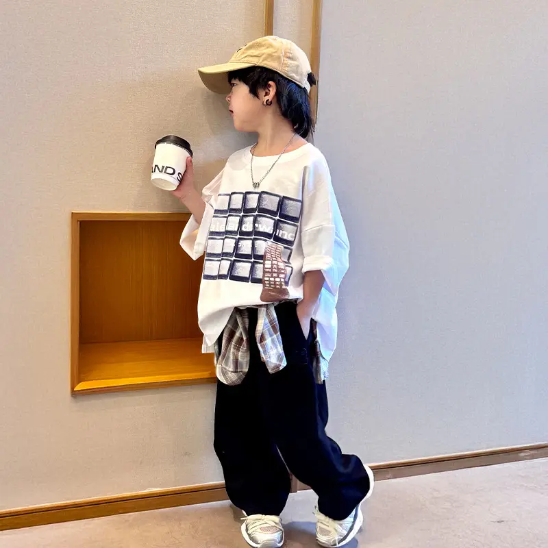 Boys Loose Printed T-Shirt Summer White Medium to Large