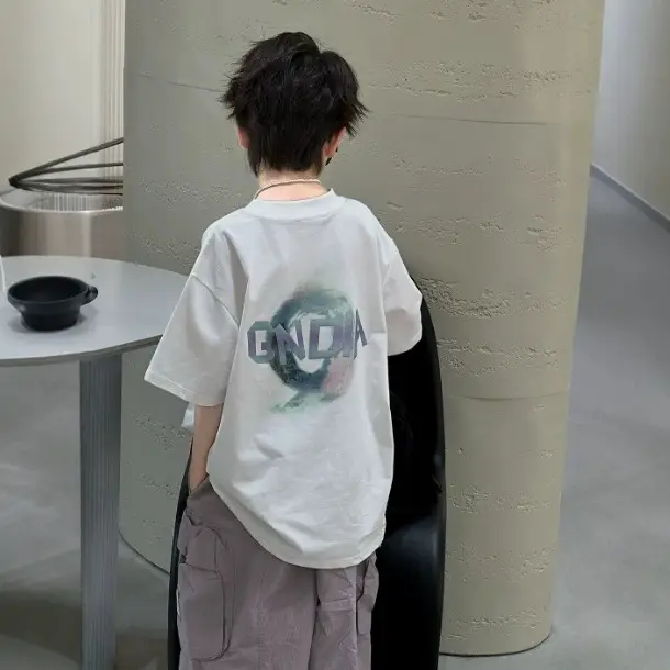 Boys Summer Graphic T-Shirt White Short Sleeve