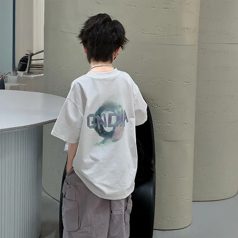 Boys Summer Graphic T-Shirt White Short Sleeve