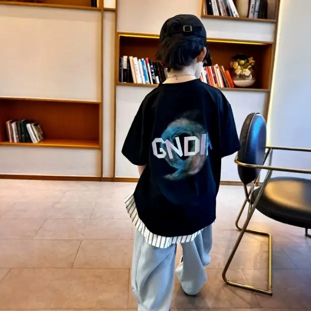 Boys Summer Graphic T-Shirt Black 130cm