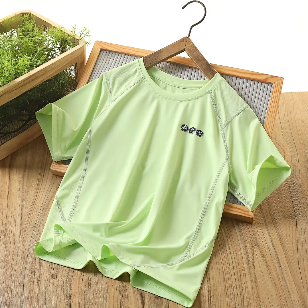 Kids Quick-Dry Sunscreen T-Shirt White Green Blue