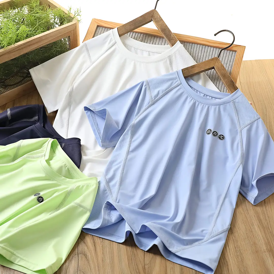 Kids Quick-Dry Sunscreen T-Shirt White Green Blue